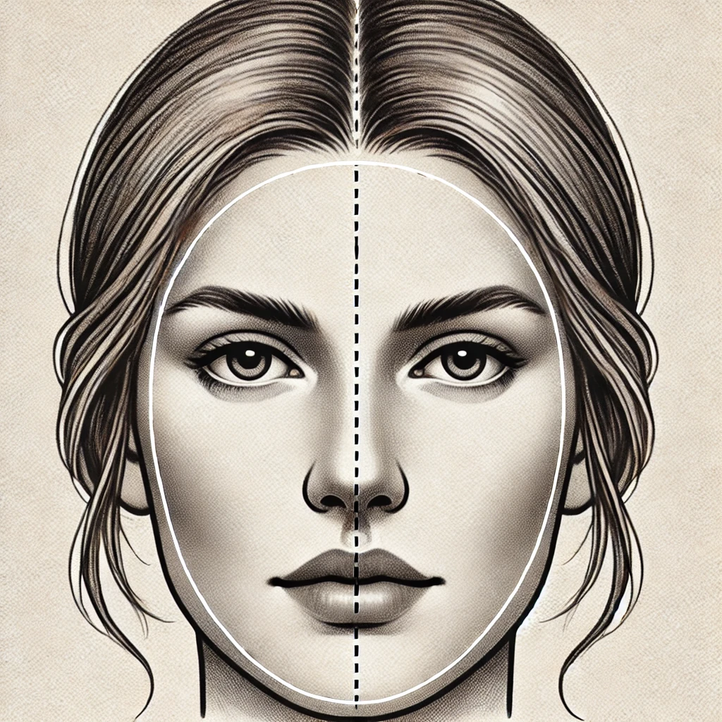 DALL·E 2025-01-03 10.19.51 - A detailed illustration of an oval face shape. The face has balanced proportions with a slightly longer length compared to its width. The jawline is s